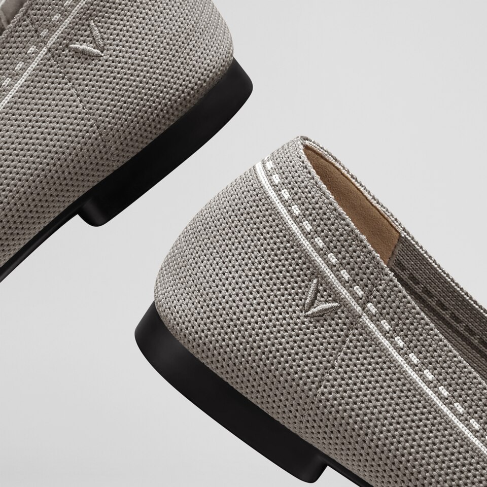 Sierra Square-toe Loafers in Pale Grey | Women's Sustainable, Washable and Stylish Shoes | VIVAIA