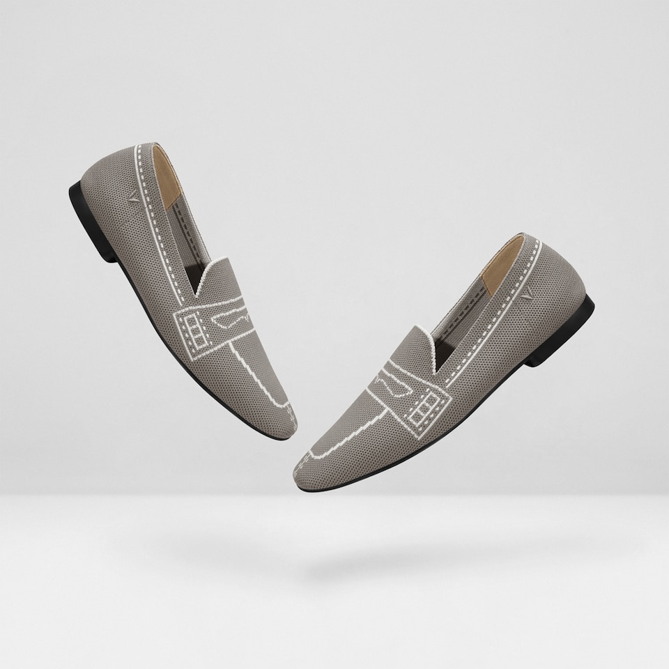 Sierra Square-toe Loafers in Pale Grey | Women's Sustainable, Washable and Stylish Shoes | VIVAIA