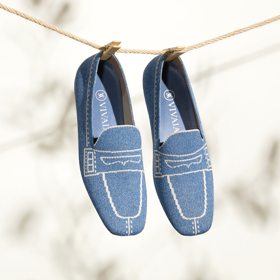 Sierra Square-toe Loafers in Denim Blue | Women's Sustainable, Washable and Stylish Shoes | VIVAIA