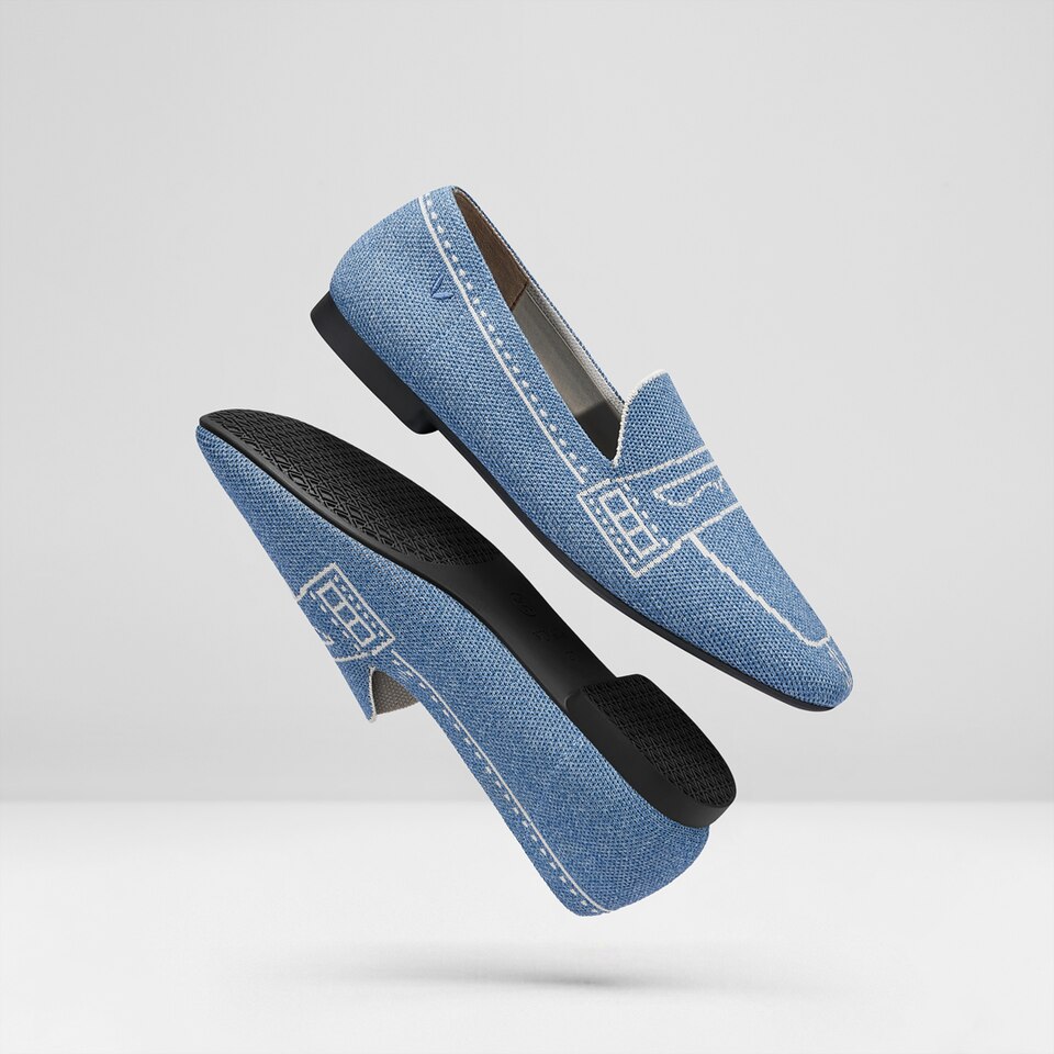 Sierra Square-toe Loafers in Denim Blue | Women's Sustainable, Washable and Stylish Shoes | VIVAIA