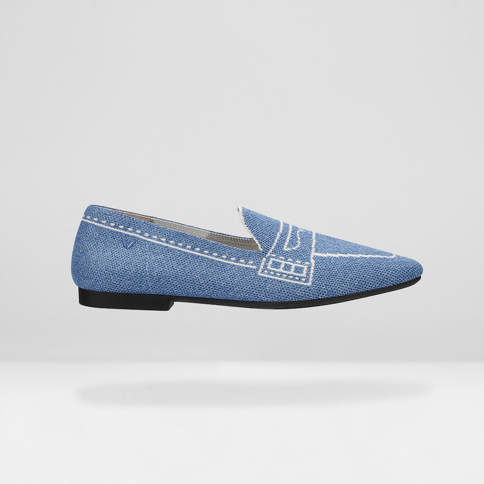 Sierra Square-toe Loafers in Denim Blue | Women's Sustainable, Washable and Stylish Shoes | VIVAIA