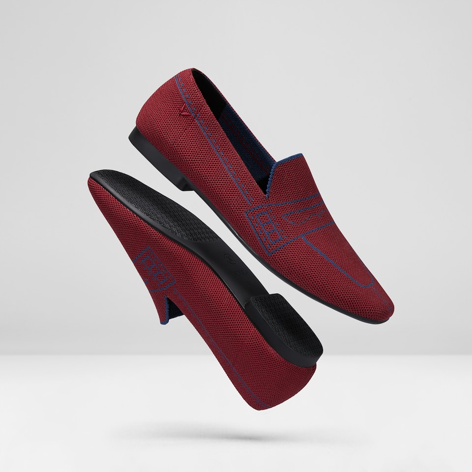 Sierra Square-toe Loafers in Crab Red | Women's Sustainable, Washable and Stylish Shoes | VIVAIA