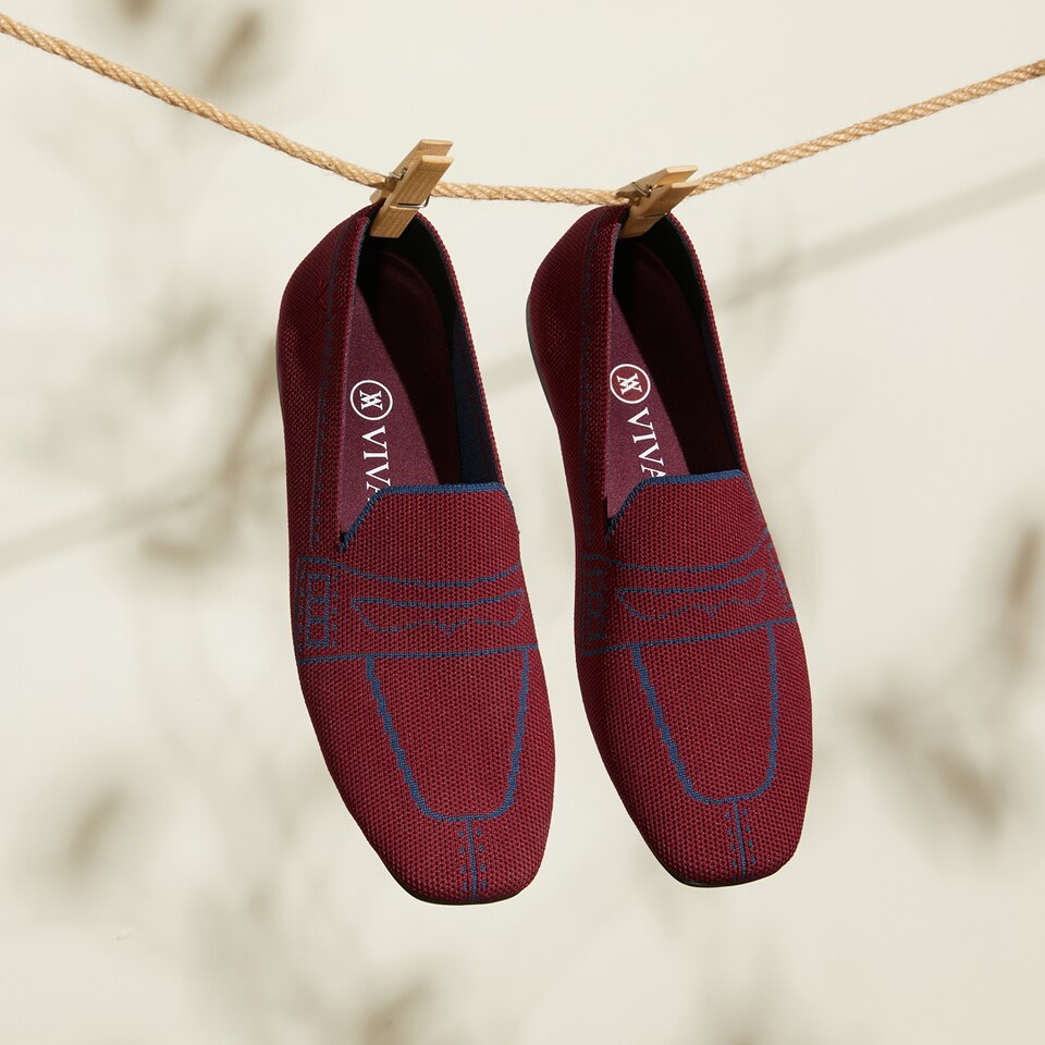 Sierra Square-toe Loafers in Crab Red | Women's Sustainable, Washable and Stylish Shoes | VIVAIA