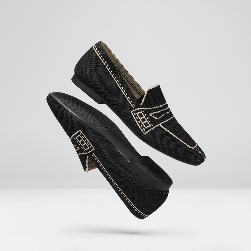 Sierra Square-toe Loafers in Deep Ebony | Women's Sustainable, Washable and Stylish Black Shoes | VIVAIA