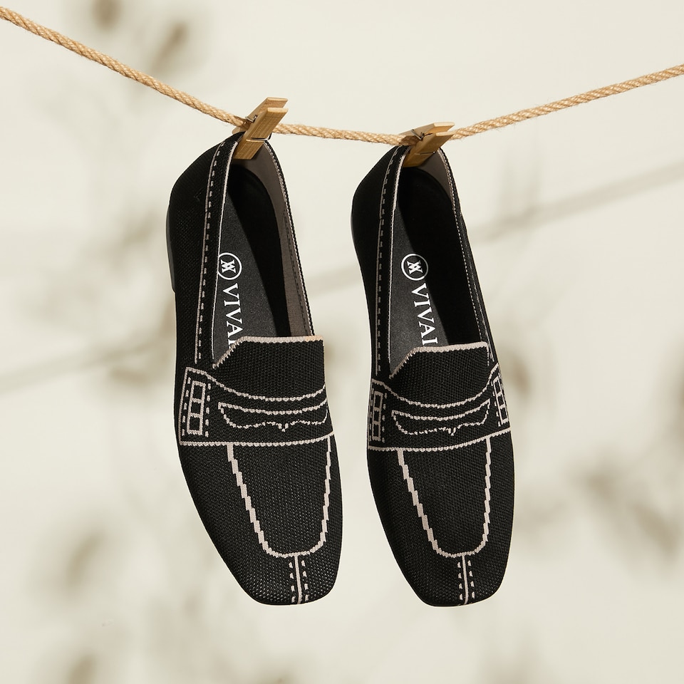 Sierra Square-toe Loafers in Deep Ebony | Women's Sustainable, Washable and Stylish Black Shoes | VIVAIA