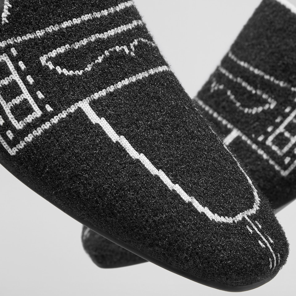 Sierra Square-toe Eco Fluffy Yarn Loafers in Black | Women's Sustainable, Washable and Stylish Shoes | VIVAIA