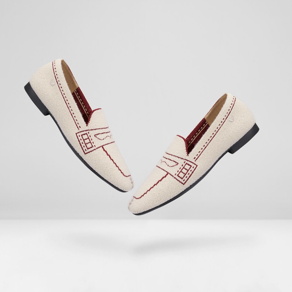 Sierra Square-toe Eco Fluffy Yarn Loafers in Light Khaki | Women's Sustainable, Washable and Stylish Shoes | VIVAIA