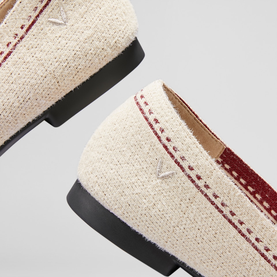 Sierra Square-toe Eco Fluffy Yarn Loafers in Light Khaki | Women's Sustainable, Washable and Stylish Shoes | VIVAIA