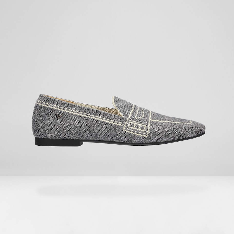 Sierra Square-toe Wool Loafers in Rich Grey - Women's Shoes | VIVAIA