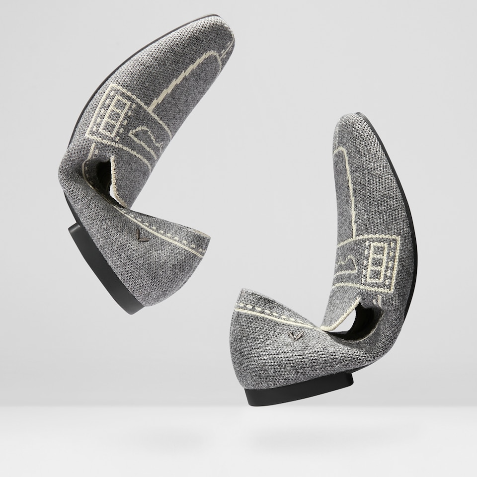 Sierra Square-toe Wool Loafers in Rich Grey - Women's Shoes | VIVAIA