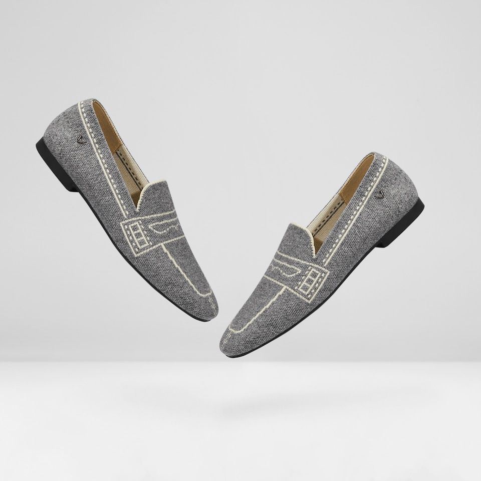 Sierra Square-toe Wool Loafers in Rich Grey - Women's Shoes | VIVAIA