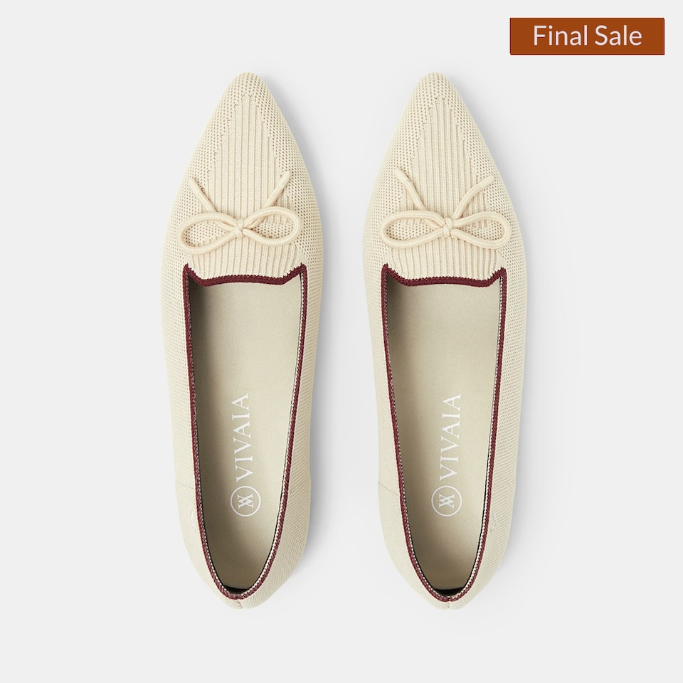 Eartha Pointy Flats in Cream Ivory | Women's Sustainable, Washable and Stylish Shoes | VIVAIA