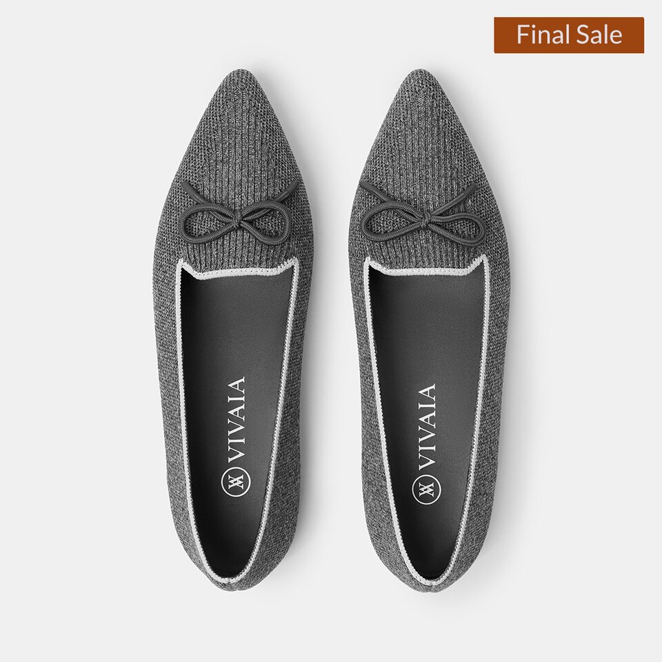 Eartha Pointy Flats in Rich Grey | Women's Sustainable, Washable and Stylish Shoes | VIVAIA