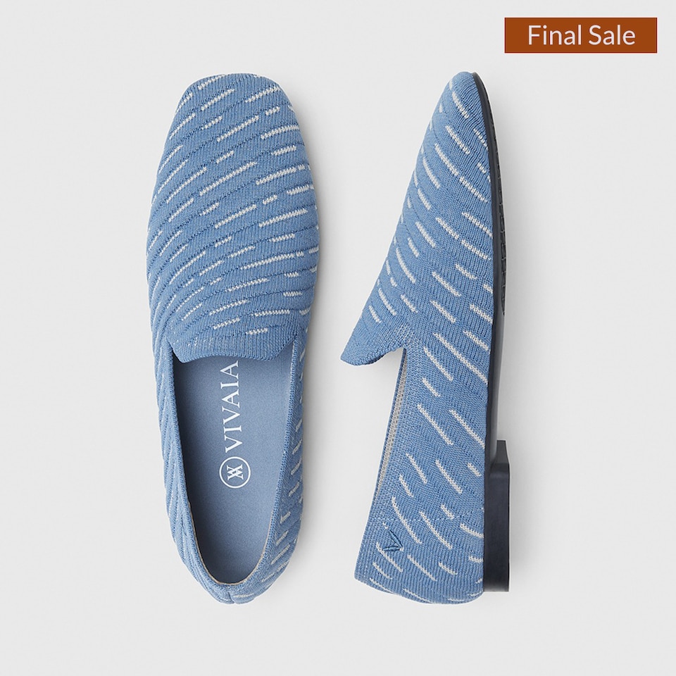 Marina Square-toe Loafers in Denim Gray | Women's Sustainable, Washable and Stylish Shoes | VIVAIA