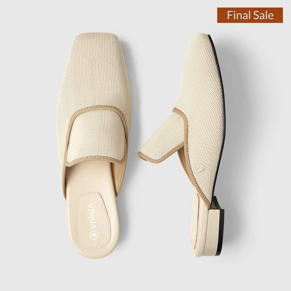 Marie Square-toe Mules in Cream Ivory | Women's Sustainable and Stylish Shoes | VIVAIA