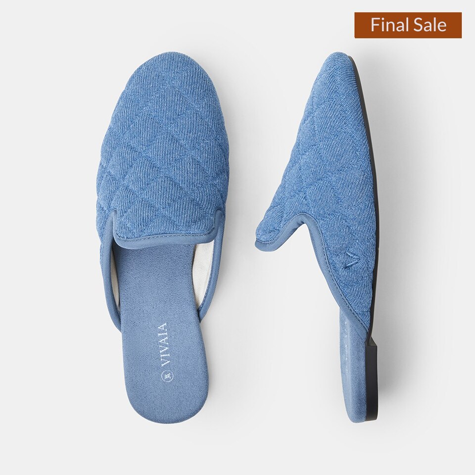 Sherry Round-toe Mules in Denim Blue | Women's Sustainable and Stylish Shoes | VIVAIA