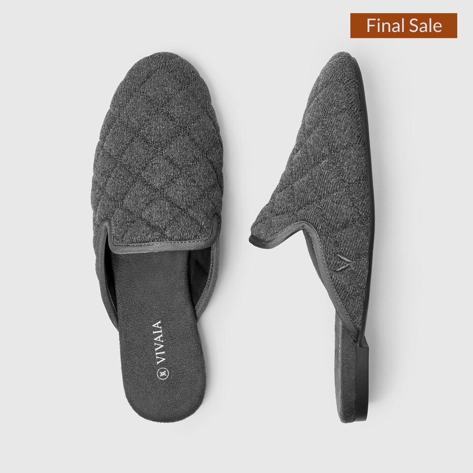 Sherry Mules in Rich Grey | Women's Sustainable and Stylish Shoes | VIVAIA