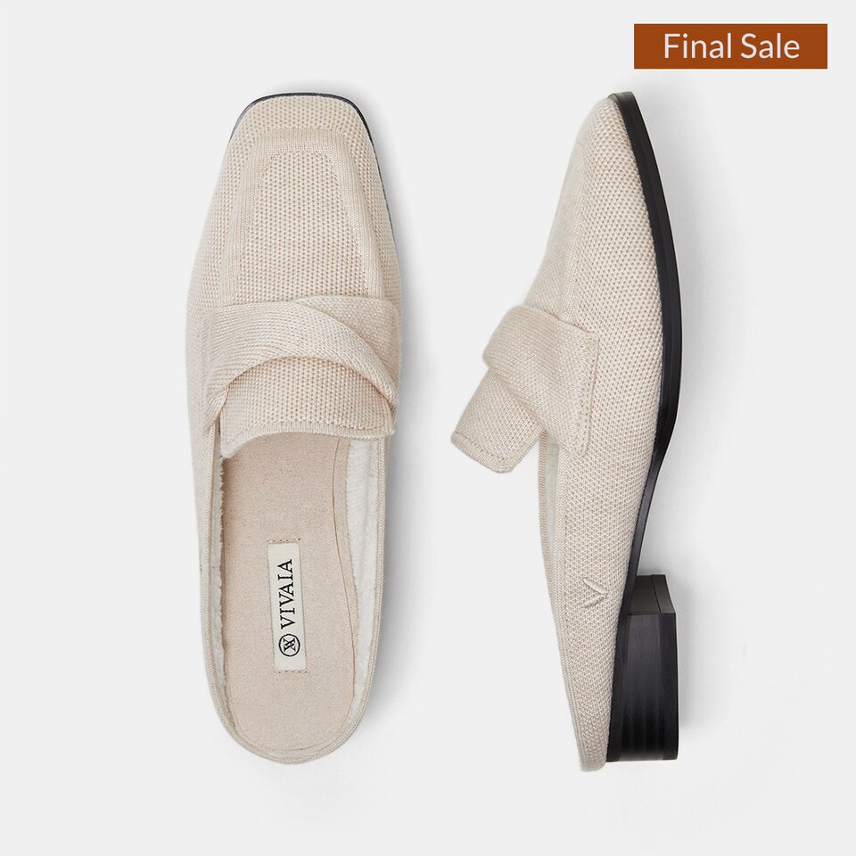 Olivia Square-toe Mules in Cream Ivory | Women's Sustainable and Stylish Shoes | VIVAIA