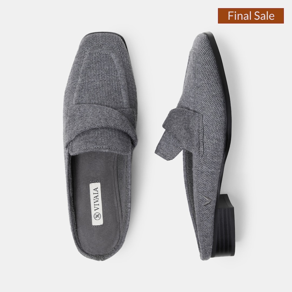 Olivia Square-toe Mules in Rich Grey | Women's Sustainable and Stylish Shoes | VIVAIA