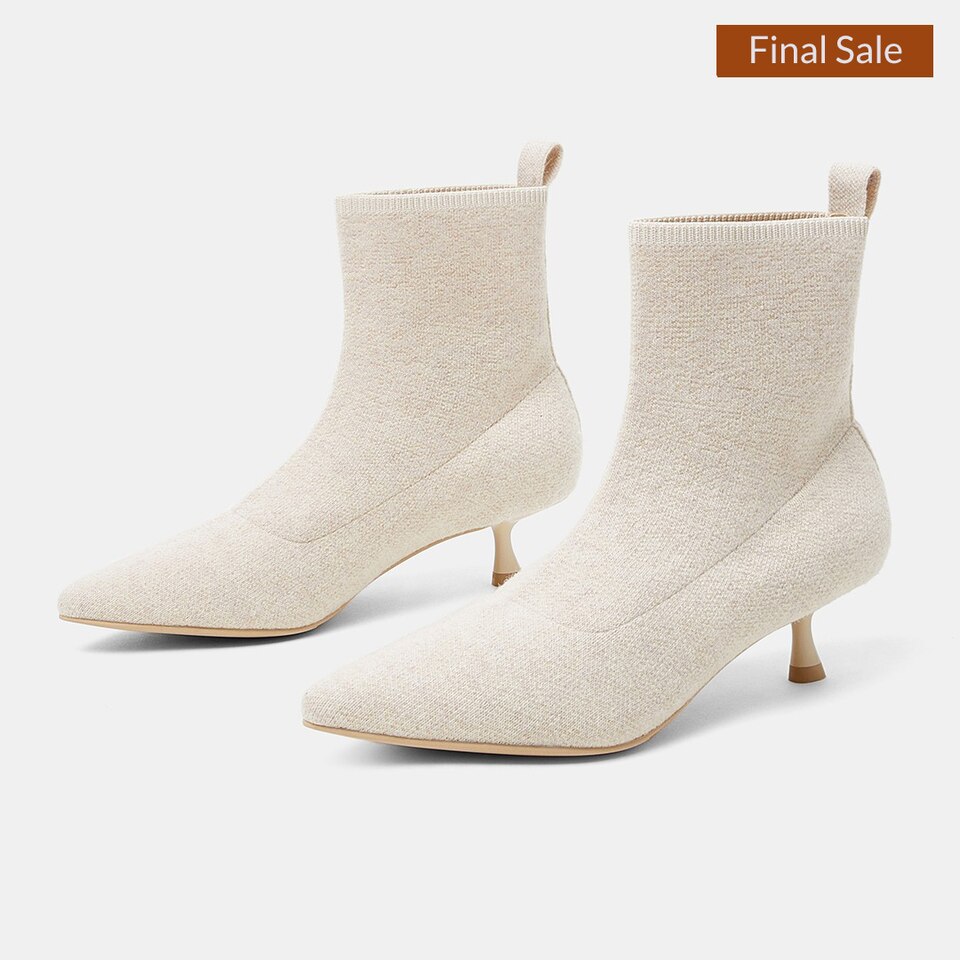 Naomi Pointy Wool Boots in Cream Ivory | Women's Sustainable and Stylish Shoes | VIVAIA
