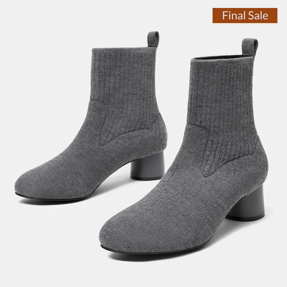 Zoe Round-toe Wool Ankle Boots in Rich Grey | Women's Sustainable and Stylish Shoes | VIVAIA