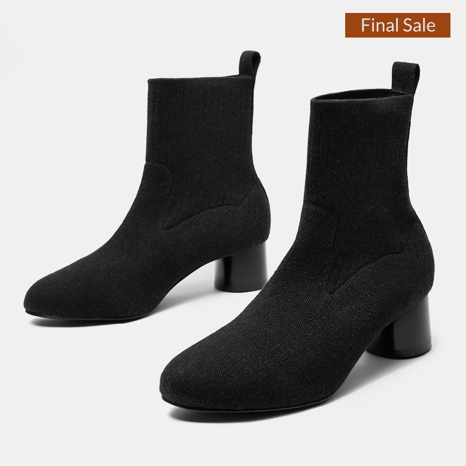 Zoe Round-toe Wool Ankle Boots in Black | Women's Sustainable and Stylish Shoes | VIVAIA
