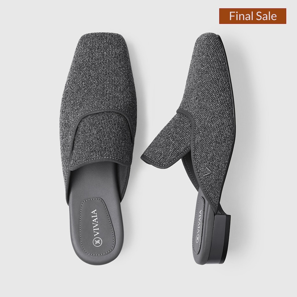 Marie Square-toe Mules in Rich Grey | Women's Sustainable and Stylish Shoes | VIVAIA