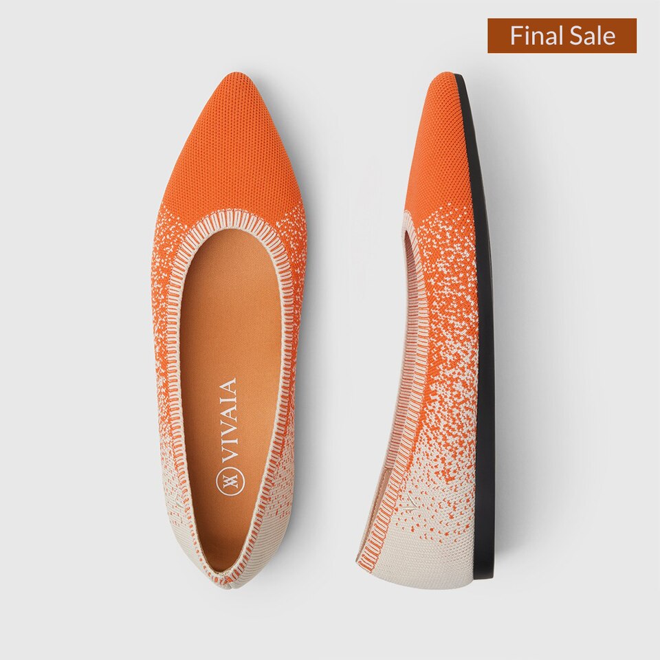 Aria 2.0 Pointy Flats in Vibrant Orange | Women's Sustainable, Washable and Stylish Shoes | VIVAIA