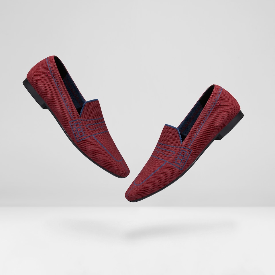 Sierra Square-toe Loafers in Crab Red | Women's Sustainable, Washable and Stylish Shoes | VIVAIA