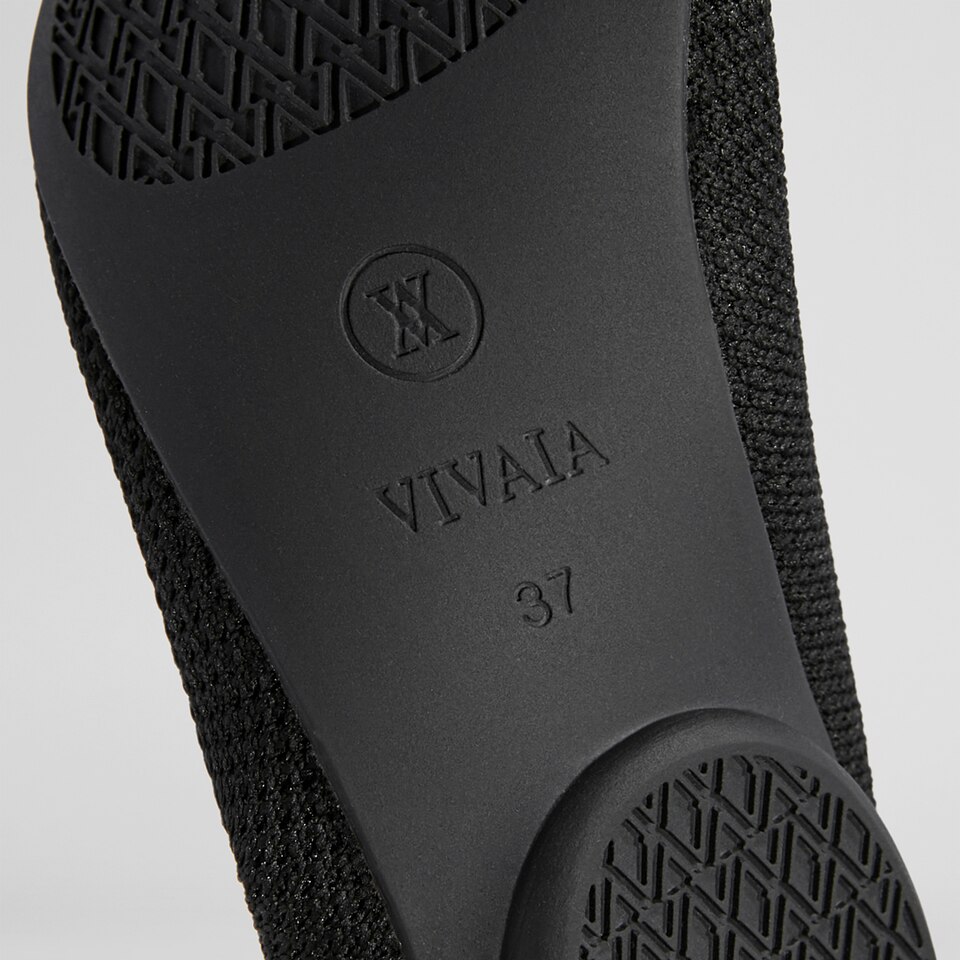 Aditi Round Foldable Flats in Striped Black | Women's Sustainable,Washable and Stylish Shoes | VIVAIA