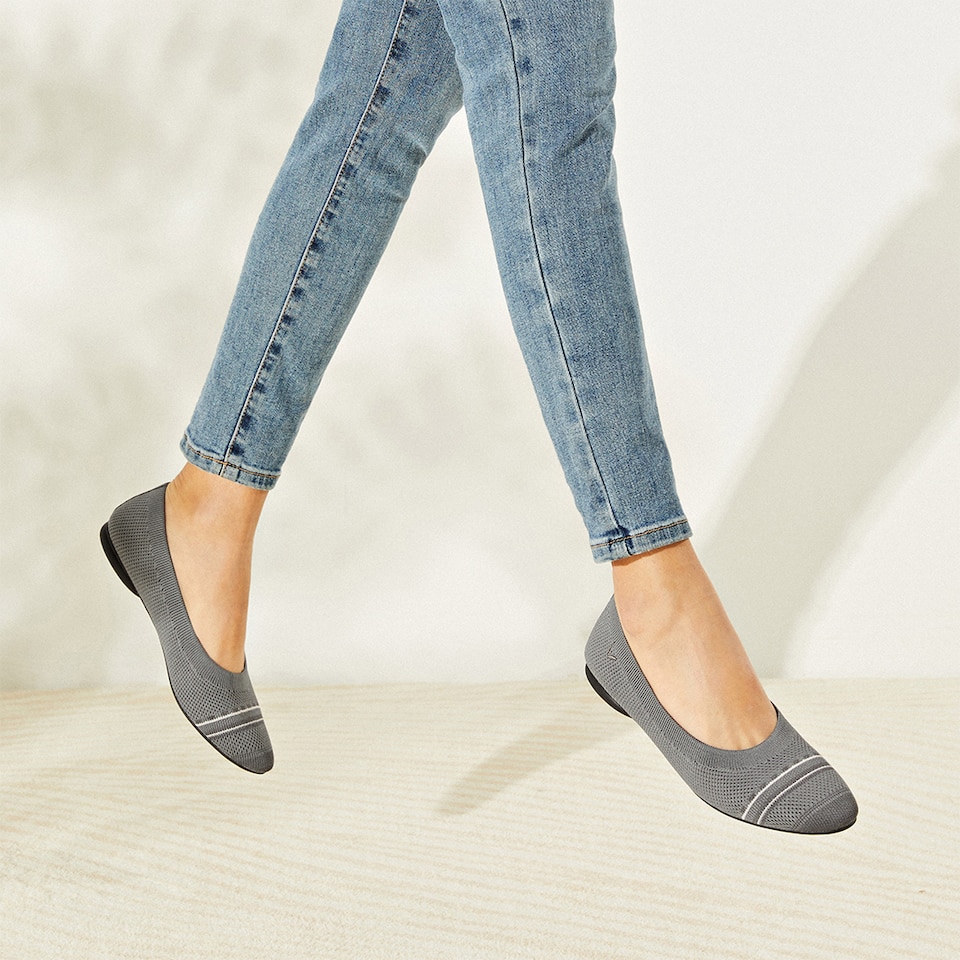 Aditi Women Ballet Flats Rich Grey -Washable & Comfortable | VIVAIA