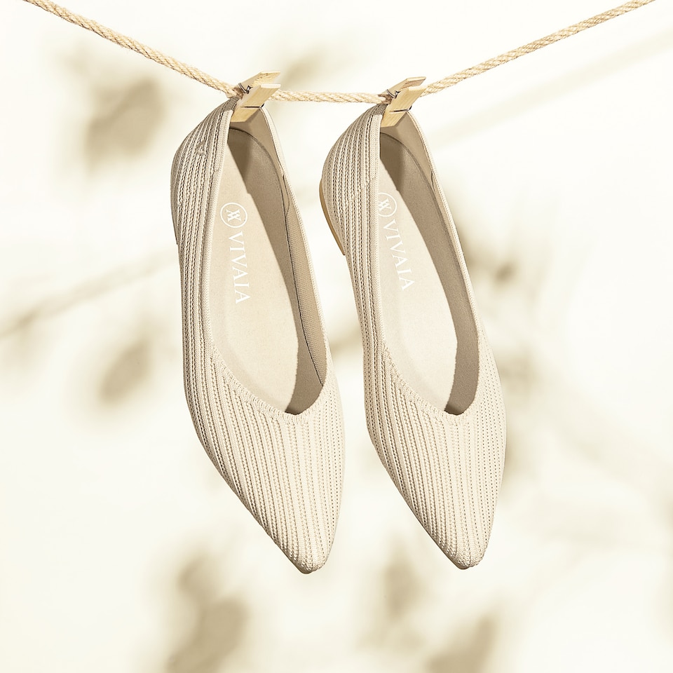 Macy Pointy Flats in Cream Ivory | Women's Sustainable,Washable and Stylish Shoes | VIVAIA