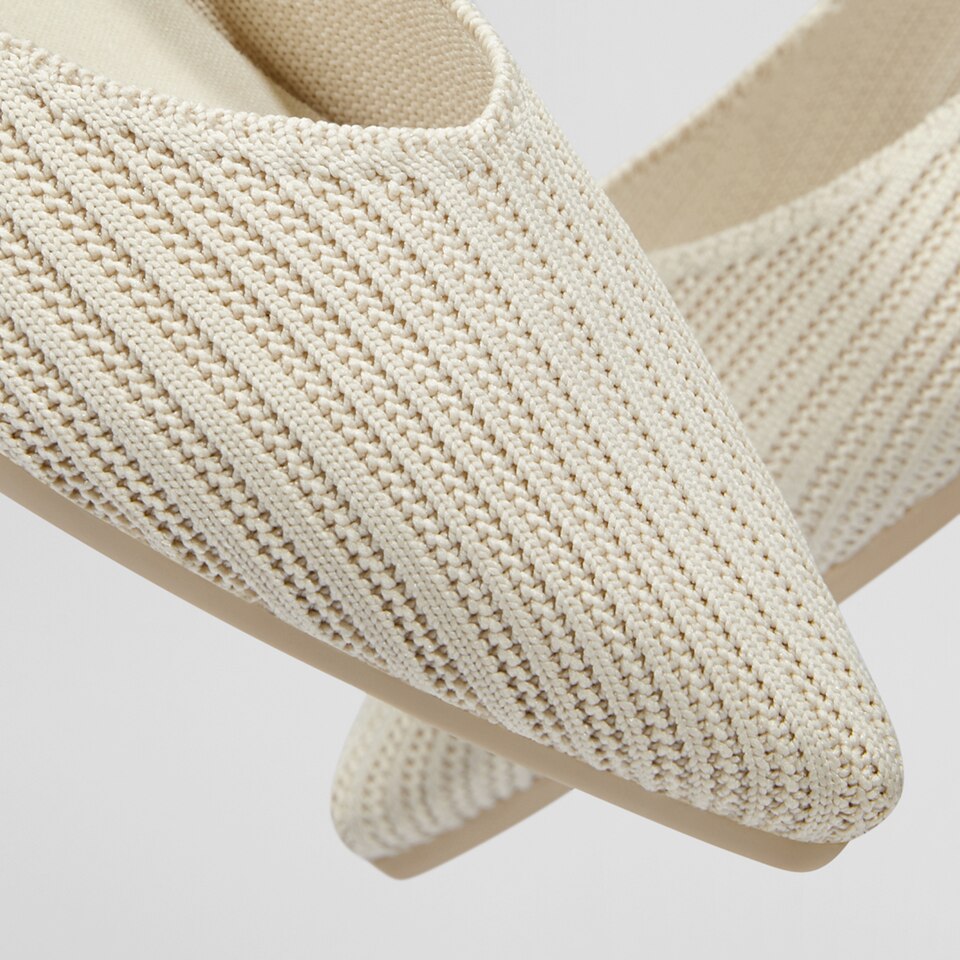 Macy Pointy Flats in Cream Ivory | Women's Sustainable,Washable and Stylish Shoes | VIVAIA