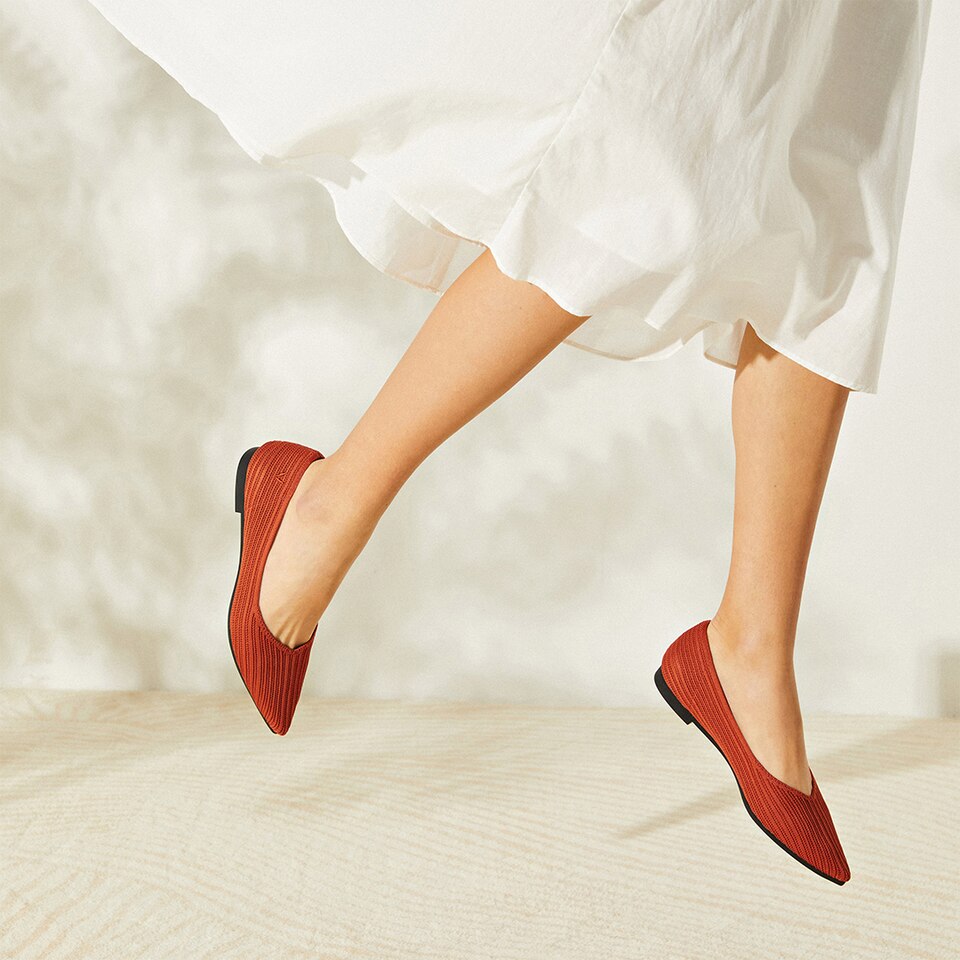 Macy Women Pointy Stripe Flats in Deep Peacock -Washable & Comfortable Shoes | VIVAIA