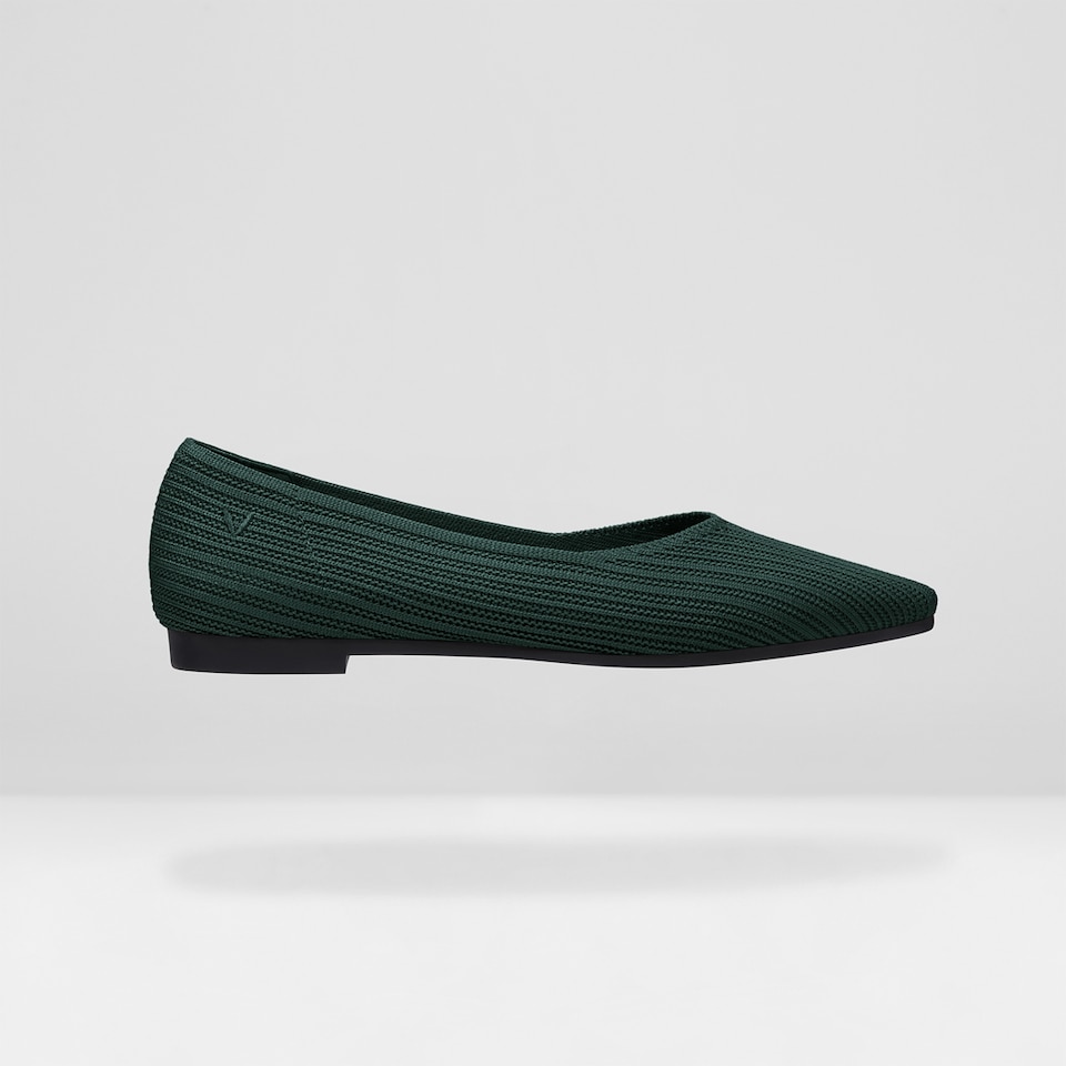 Macy Women Pointy Stripe Flats in Deep Peacock -Washable & Comfortable Shoes | VIVAIA