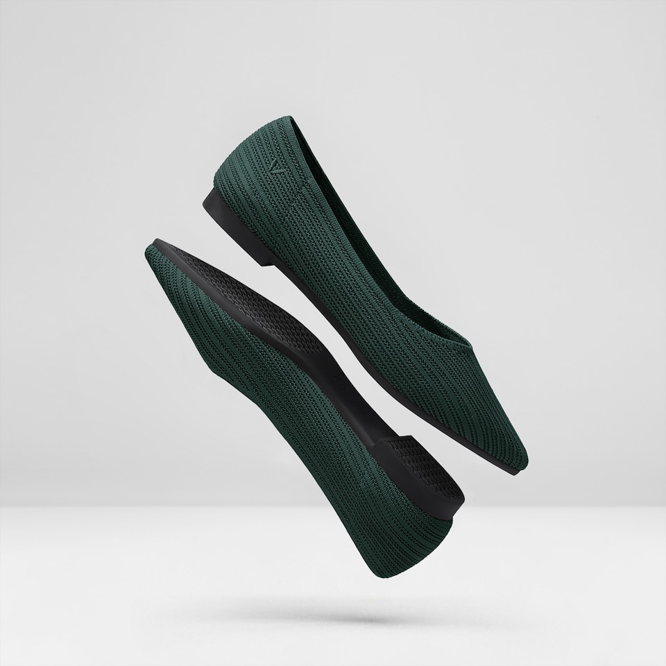 Macy Women Pointy Stripe Flats in Deep Peacock -Washable & Comfortable Shoes | VIVAIA