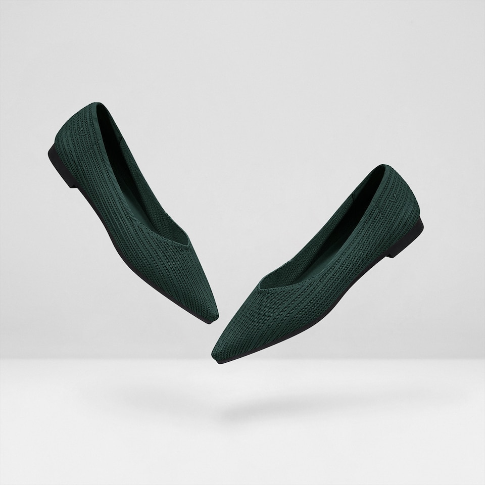 Macy Women Pointy Stripe Flats in Deep Peacock -Washable & Comfortable Shoes | VIVAIA