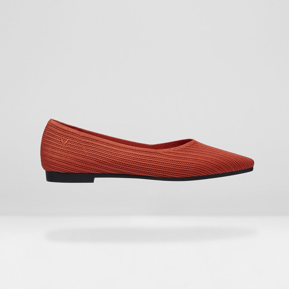 Macy Women Pointy Stripe Flats in Monarch Orange -Washable & Comfortable Shoes | VIVAIA