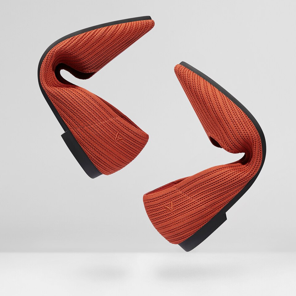 Macy Women Pointy Stripe Flats in Monarch Orange -Washable & Comfortable Shoes | VIVAIA