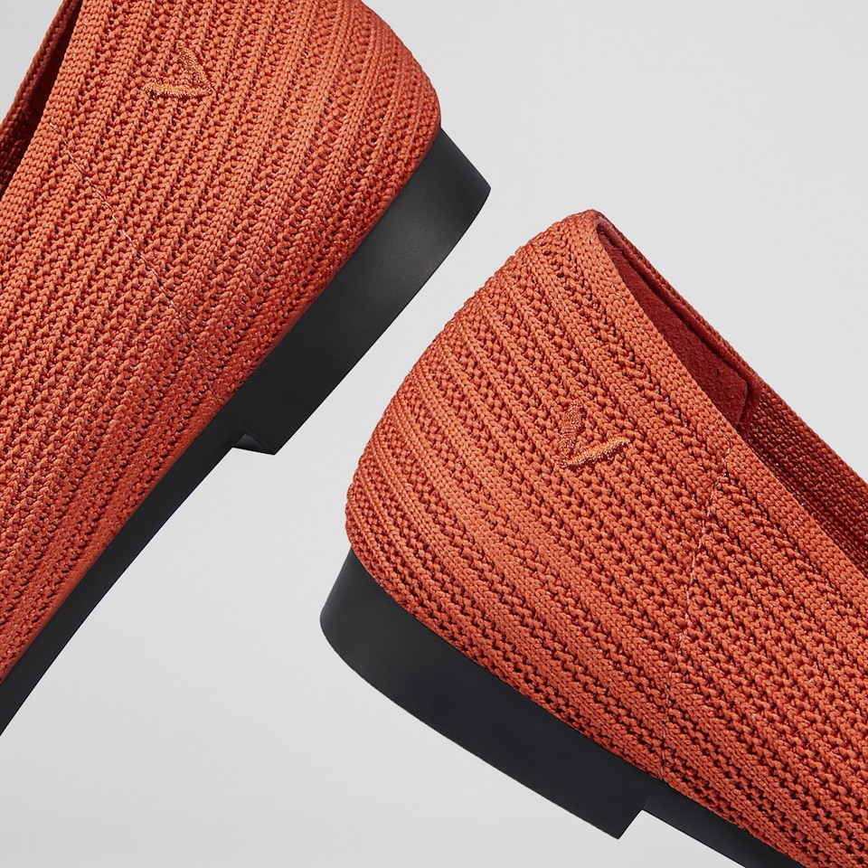 Macy Women Pointy Stripe Flats in Monarch Orange -Washable & Comfortable Shoes | VIVAIA