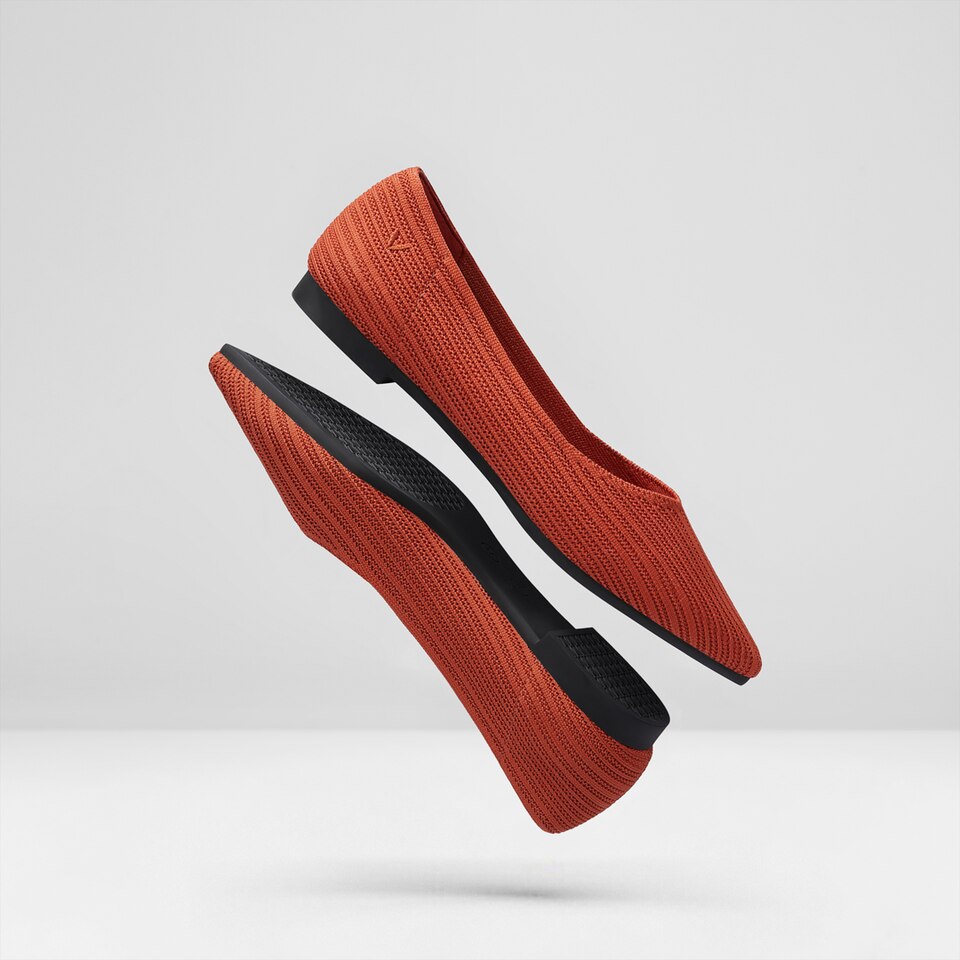 Macy Women Pointy Stripe Flats in Monarch Orange -Washable & Comfortable Shoes | VIVAIA