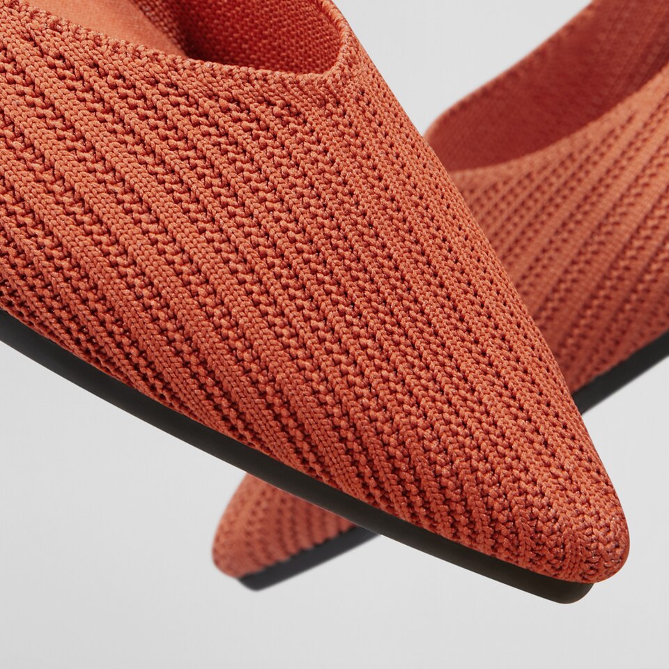 Macy Women Pointy Stripe Flats in Monarch Orange -Washable & Comfortable Shoes | VIVAIA