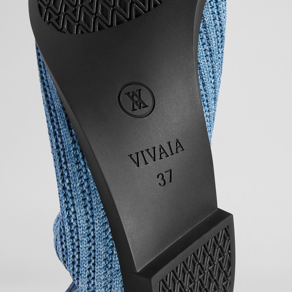 Macy Women Pointy Stripe Flats in Denim Blue -Washable & Comfortable Shoes | VIVAIA