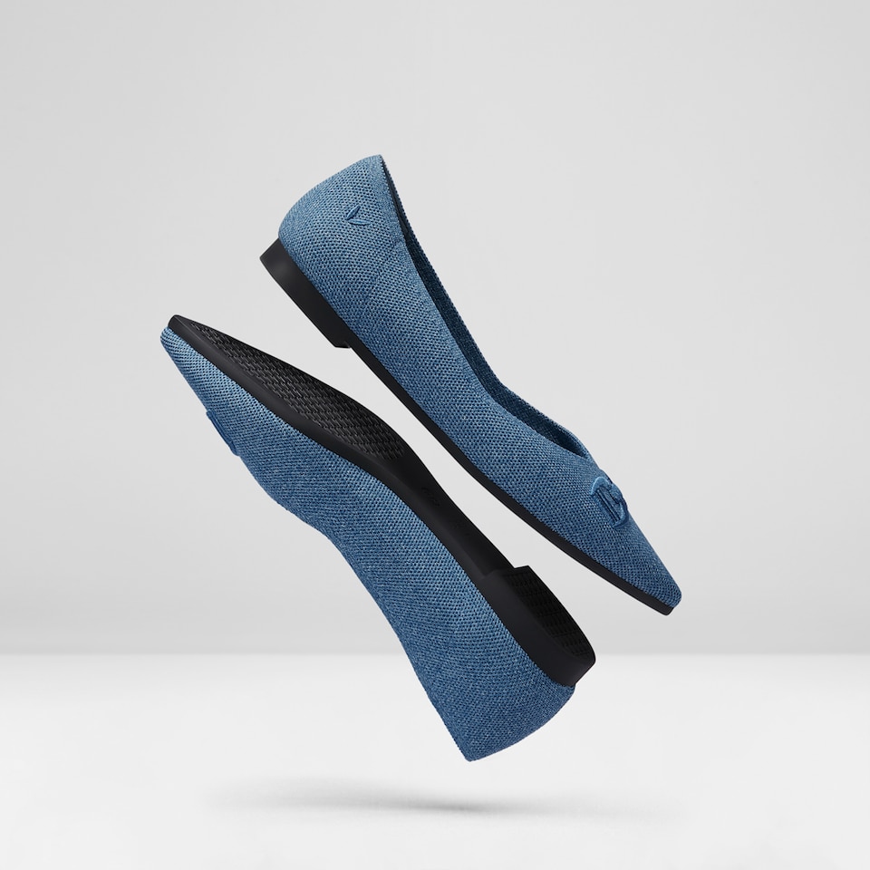 Ena Pointed-toe Flats Denim Blue - Washable & Comfortable | VIVAIA