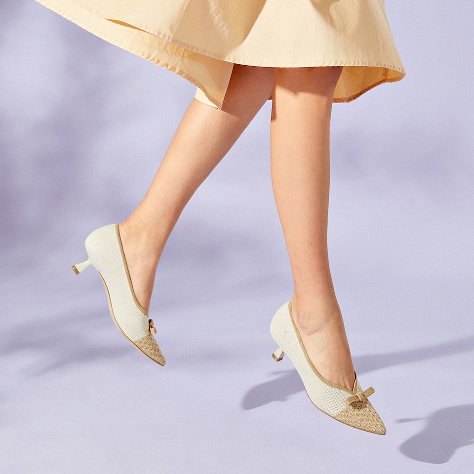Natasha Women Pointed toe Heels Cream Ivory -Washable & Comfortable Shoes | VIVAIA