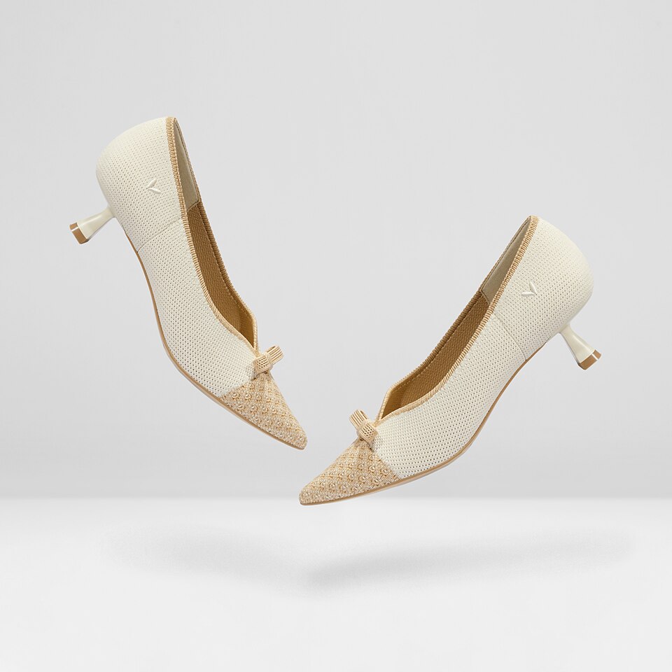 Natasha Women Pointed toe Heels Cream Ivory -Washable & Comfortable Shoes | VIVAIA