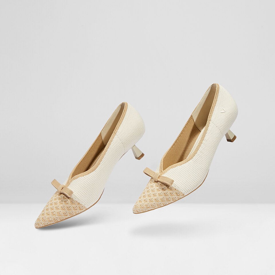 Natasha Women Pointed toe Heels Cream Ivory -Washable & Comfortable Shoes | VIVAIA