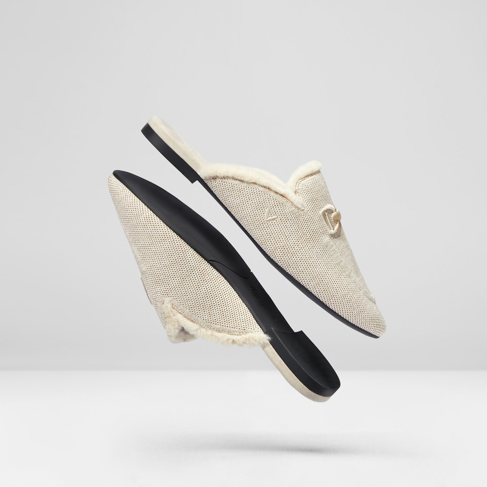 Erica Round-toe Fluffy Mules in Cream Ivory | Women's Sustainable and Stylish Shoes | VIVAIA
