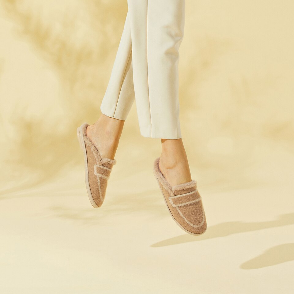 Renee Mules in Khaki Brown | Women's Sustainable and Stylish Shoes | VIVAIA
