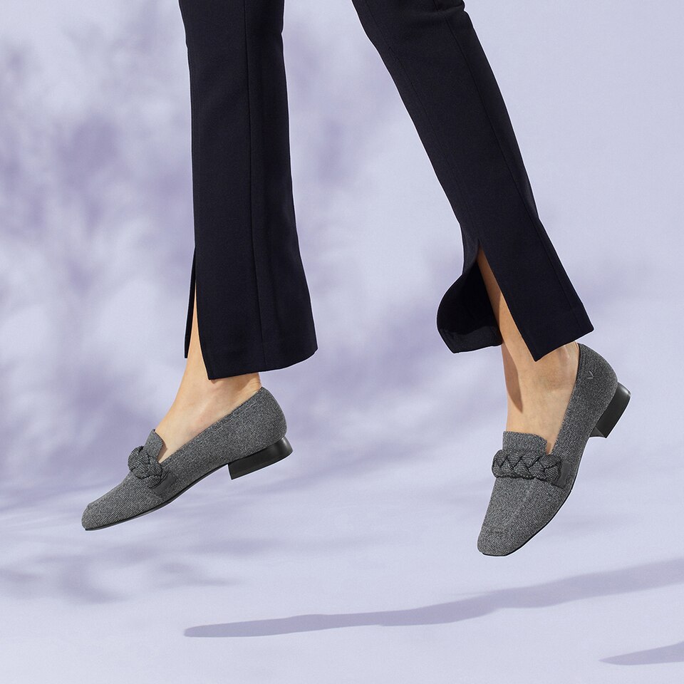 Caitlin Square-toe Loafers in Rich Grey | Women's Sustainable and Stylish Shoes | VIVAIA